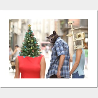 Cat Christmas meme Posters and Art